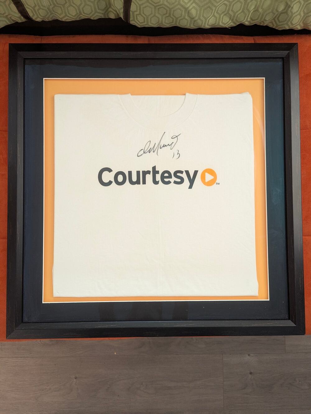Dan Marino #13 Autographed T-shirt, Courtesy Auto Dealership, Framed & Matted